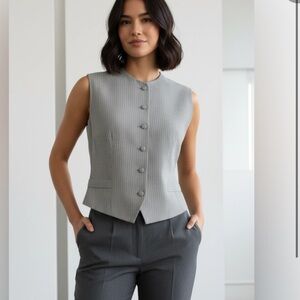 Vintage Giorgio Armani Women's Gray Pinstripe Vest